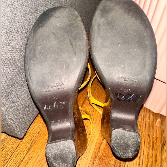 Prada Brown and Yellow Platform Wedges - Picture 4 of 4